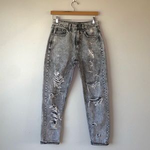 Acid Wash Distressed Mom Jeans